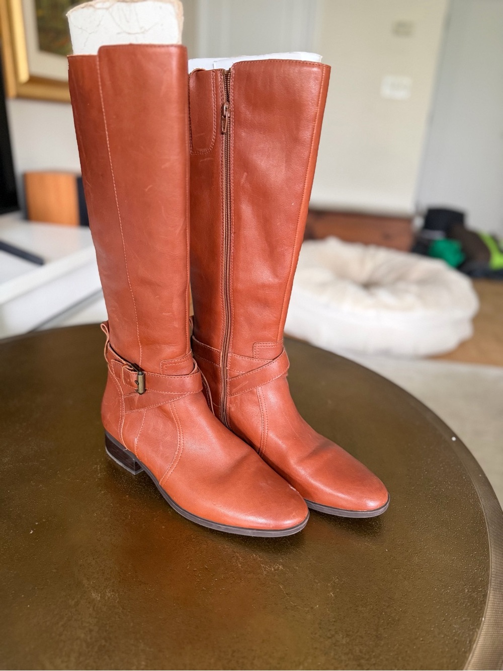 Naturalizer Rena Cognac Brown Leather Knee High Riding Boots Size 9.5M
